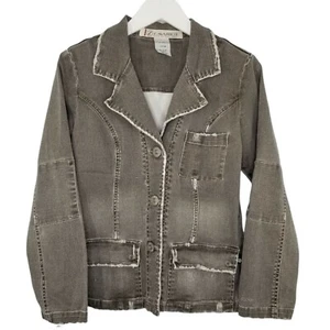 Z. Cavaricci Women's Medium Brown Distressed Denim Button Up Jean Jacket - Picture 1 of 9