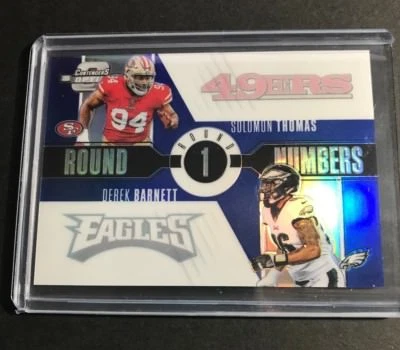 DEREK BARNETT SOLOMON THOMAS 2017 CONTENDERS OPTIC ROUND NUMBERS BLUE #D 06/25  - Image 1 of 2