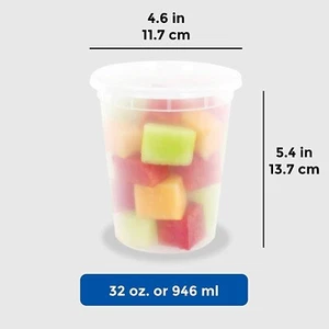 32 oz. Clear Plastic Soup/Food Containers w/Lids Combo -Microwaveable - 24 Sets - Picture 1 of 5