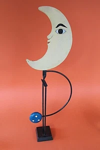Pendelfigur Wipp-Figur MOND Eisen handbemalt, bewegliche Augen, ca. 60cm Vintage - Bild 1 von 3