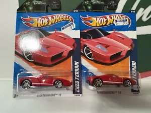 2011 Hot Wheels Nightburnerz Red Enzo Ferrari #6/10 Green Lantern Card. (two) F1 - Picture 1 of 3