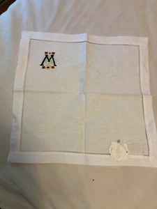 anthropologie hankerchief monogramed M or W white embroidered NWT - Picture 1 of 9