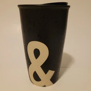 Starbucks Tumbler Ampersand Matte Black Splatter Ceramic 12oz Great See Descript - Picture 1 of 6