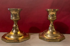 pair of brass candle sticks by Maleck Industries Inc. made in India #2033 - Picture 1 of 23