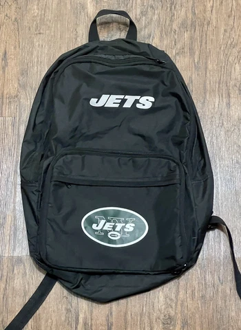 NEW YORK JETS Fold Away Backpack- Black Tote Travel Size Collapsable NFL Cover