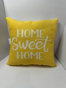 HOME SWEET HOME With Yellow Lemons On Reverse￼REVERSIBLE Throw Pillow 16" New - Picture 1 of 1