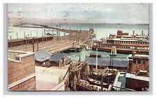 Postcard 1911 CA Key Route Boats Docks Aerial View San Francisco California  