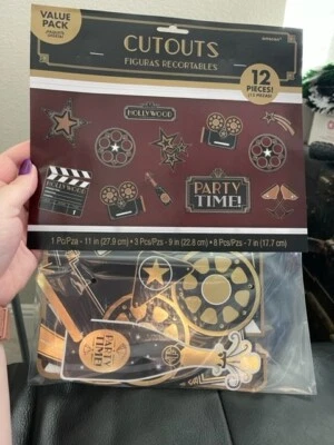 Hollywood Glitz Glam 12ct. Recortes de fiesta decoraciones suministros de fiesta ¡¡Nuevo!!! Foto 1 de 2