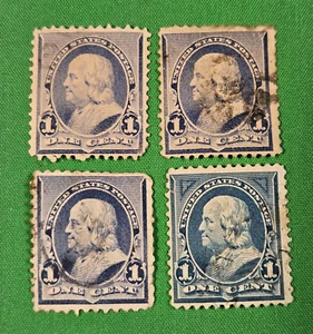 LOT OF 4 US 1c Benjamin Franklin, Lightly Cancelled VF/LH - Picture 1 of 2