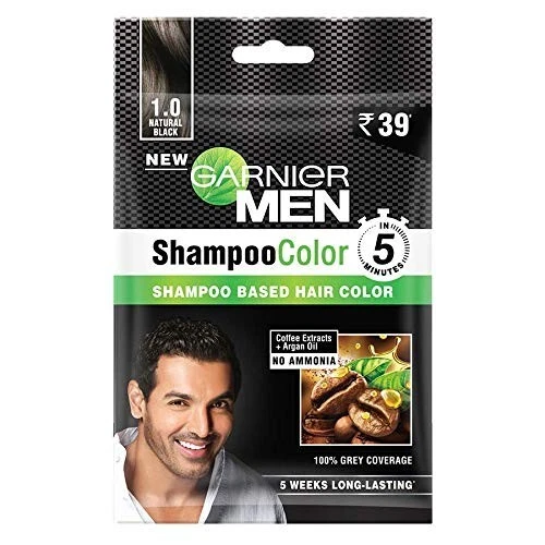 Garnier Garnier Men Shampoo Color Shade 1 Natural Black, 10ml+10ml