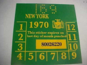 new york 1970 registration inspection sticker windshild - Picture 1 of 1