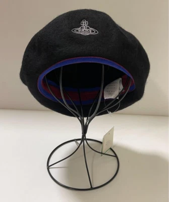 Vivienne Westwood Orb Beret Hat Black Logo Cap Size S - M Wool Outlet authentic - Image 1 of 4