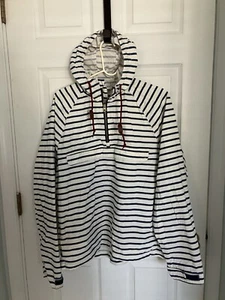 Lands End Women's Rain Lightweight Hooded Jacket Striped Zip Up Size L CL - Picture 1 of 4