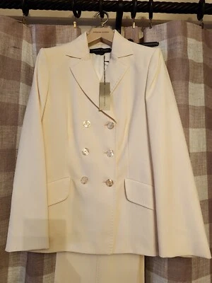 Adrienne Vittadini Suit Womens Size 8 White Cream Ivory Complete 6 Button - Image 1 of 4