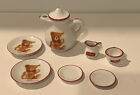 1987 Margarete Steiff Miniature Porcelain Teddy Bear Tea Set 9 Pieces Germany