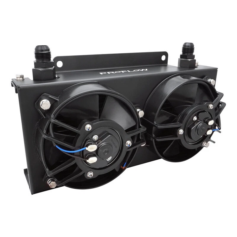 PFEOC19-DF Proflow Oil Cooler Kit Ultra Pro 19 Row Dual Fan 625 CFM AN10 ORB