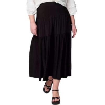 Maxi Falda Tejida Jersey Negra Simply Vera Wang Para Mujer Talla Grande 4X Nueva Foto 1 de 4