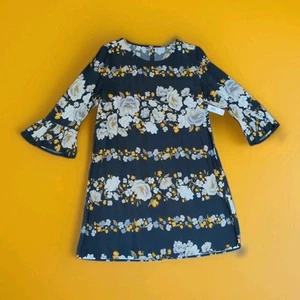 ☆ NWT Old Navy 3/4 Bell Sleeve Floral Shift Dress Size Medium Gray Multicolor - Picture 1 of 14
