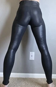 SPANX Damen Kunstleder Schwarz Mid-Rise Leggings Stretch | Größe S - Bild 1 von 11