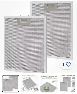 2 pack W10169961A Range Hood Vent Grease Filter replacement 10.5" X 12"