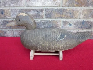 Vintage Antique Pascagoula MS Mallard Hen Duck Decoy Glass Eyes W/ Koss Stand - Picture 1 of 5