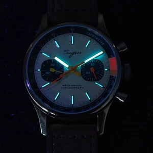 Reloj cronógrafo Seagull 1963 Sugess Panda para hombre correa de cuero esfera luminosa - Imagen 1 de 8