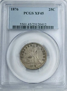 1876 P Seated Liberty Quarter PCGS XF45 (PCGS Population 72) - Picture 1 of 8
