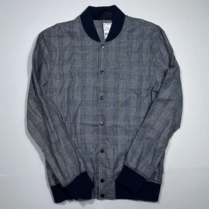 NWOT Hagen Carmel Men's Size Large L Casual Blue Plaid L/S Cotton Bomber Jacket - Picture 1 of 5