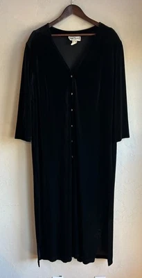 Vestido midi vintage años 90 Ronni Nicole terciopelo negro abotonado 22W Plus plumero gótico Foto 1 de 4