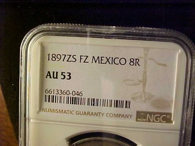 MEXICO 8 REALES 1897 Zs FZ NGC AU 53 - Image 1 of 3
