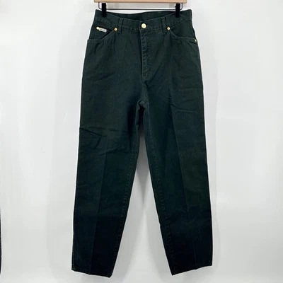 Jeans Escada Margaretha Ley Vintage Verde Escuro Algodão Cintura Alta Tamanho 42 EUA 10 - Imagem 1 de 4