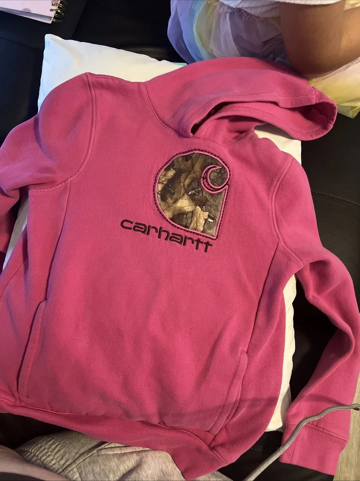 Girl's Carhartt Dark Pink Hooded Pocket Sweatshirt Large 12 - Image 1 of 1