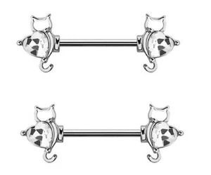 Nipple Ring Cat 316L Surgical Steel Sold as a pair - Picture 1 of 1