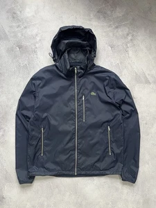 Vintage Lacoste Nylon Hooded Navy Jacket Size L - Picture 1 of 8
