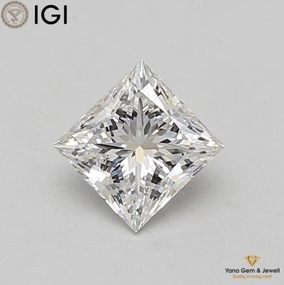 E Color VS1 Clarity 1.00 CARAT IGI Certified CVD Lab Grown Princess Cut Diamond - Image 1 of 4