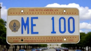 1985 Inaugural Washinton DC License Plate Tag # ME-100 Reagan 50th President GUC - Picture 1 of 1