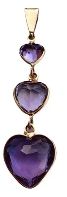 Pingente de coração de ametista de ouro maciço 18k VINTAGE ITÁLIA venda de propriedade de joias - Imagem 1 de 4