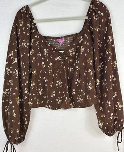 Top Babydoll Mi Ami Francesca's Nuevo con Etiquetas M Escote Corazón Marrón Oscuro Floral - Imagen 1 de 10