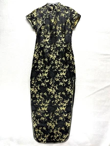 Kim Fashion asiatisches orientalisches festliches Kleid Damen Größe M - schwarz gold geblümt - Bild 1 von 12