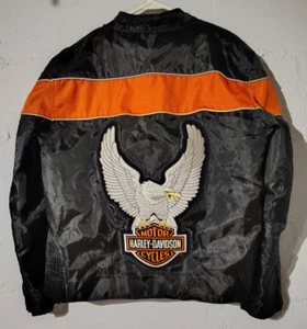 Harley Davidson Black Jacke Damen XL schwarz Moto Zip Nylon Reiten - Bild 1 von 9