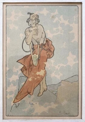 Impresión Original Vintage ALPHONSE MUCHA -CLIO - LIBRO - ILUSTRACIÓN - GRÁFICO - HOMBRE Foto 1 de 4