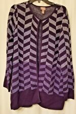 Chico's Knit Sweater Cardigan Hombre Coloration Chevron Design Size 2 Jacket loo