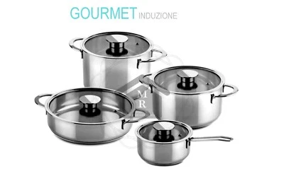 BATTERIA PENTOLE ACCIAIO INOX LINEA GOURMET 8 PEZZI MEPRA - Immagine 1 di 4