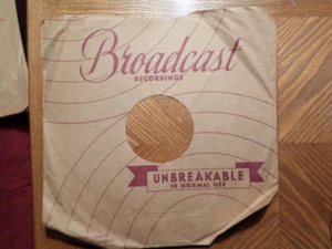 BROADCAST 78-RPM- NO RECORD-SLEEVE-ONLY VG+ CONDITION CHICAGO,IL - Picture 1 of 2