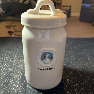 Rae Dunn Muñeco de Nieve Imagine 9.75” Bote Colección Artesanal Magenta Foto 1 de 4