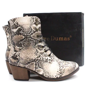 Pierre Dumas Combat Boots Womens Faux Snakeskin Lace Up Over Ankle Heeled 8 NIB - Picture 1 of 11