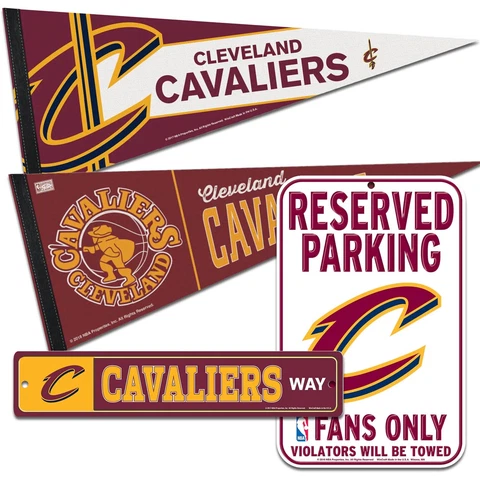 Cleveland Cavaliers NBA Game Room Fan Cave 4 PC Wall Sign & Pennant Set Cover