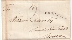 1796 KENT CURVO ROCHESTER PMK EN ENVOLTURA PREESTAMPILLA PARA POSADA WILLIAM ADAM LINCOLNS - Imagen 1 de 2