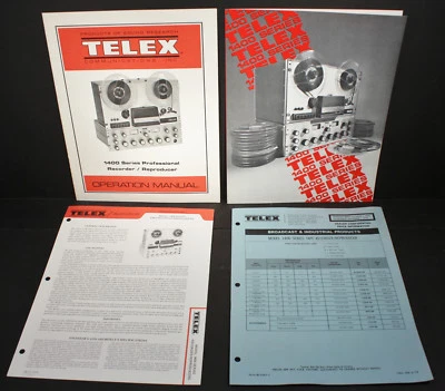 Telex 1400 Series Recorder Operation Manual, Brochure, Tech Data, & Price Info.  Foto 1 de 4