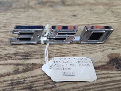 1967 1968 1969 Pontiac Firebird 350 RH Hood Emblem 9792691 Genuine OEM Red - Image 1 of 4